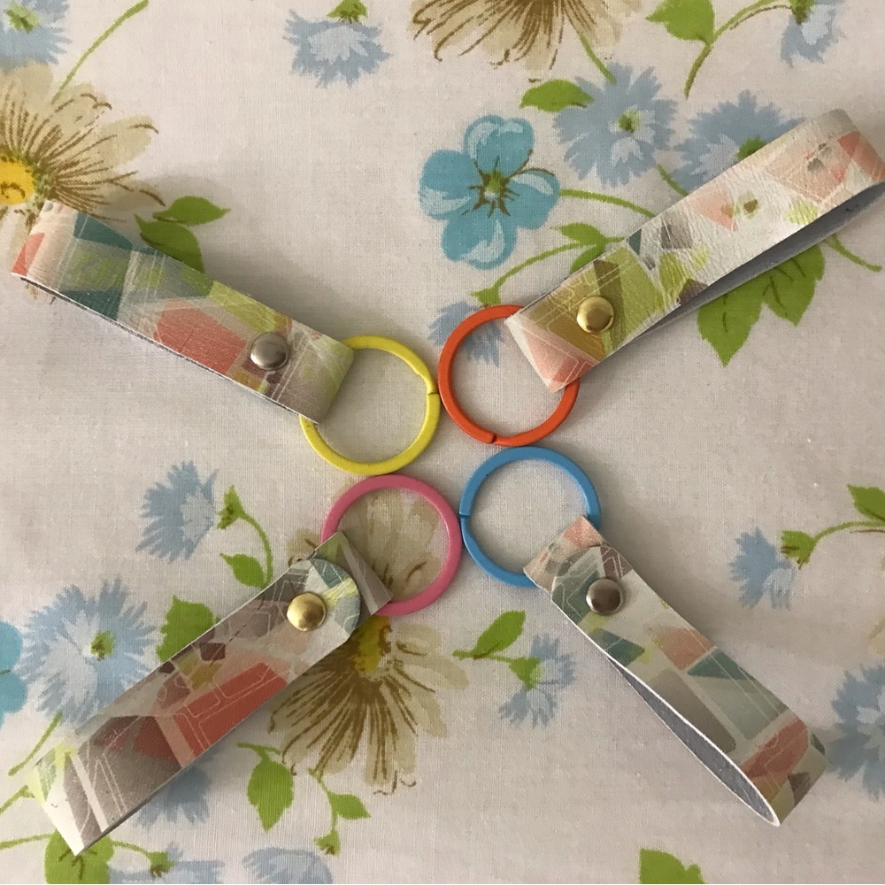 Hand Crafted Pink and Yellow Key & Card Holders